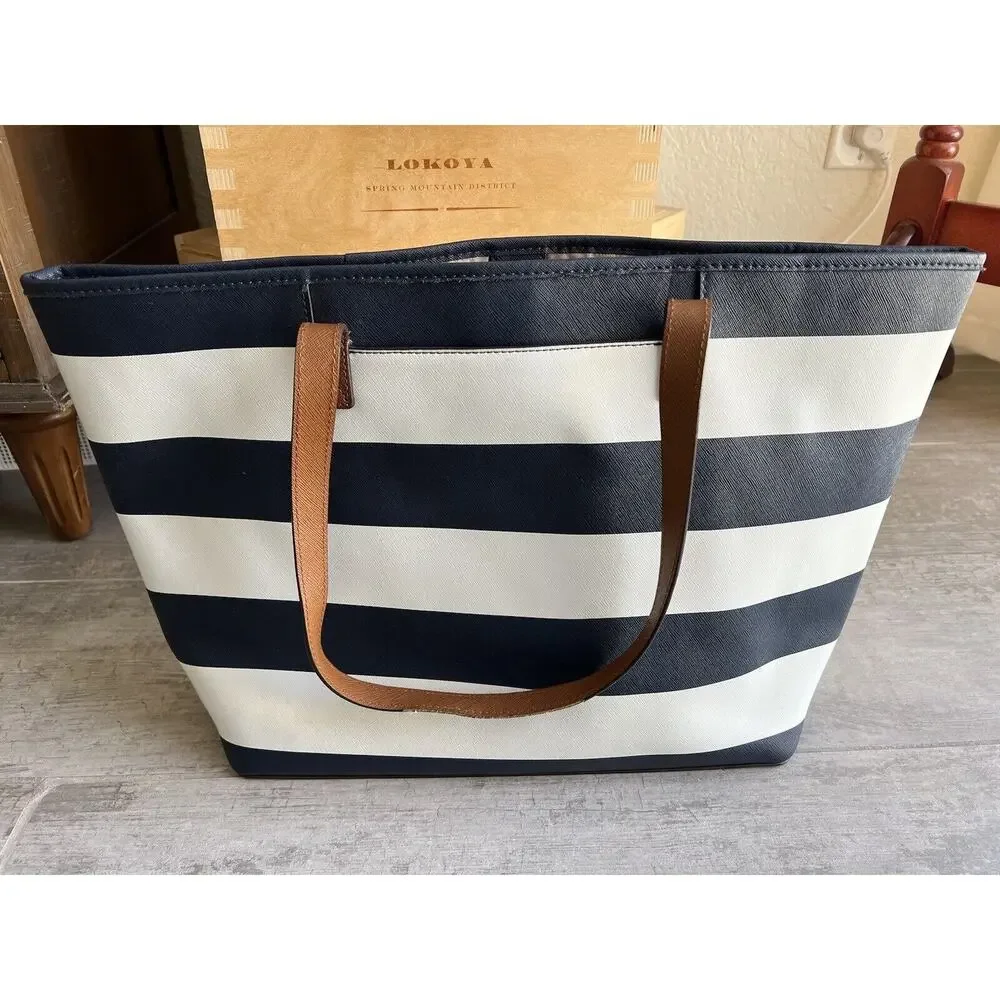$298 MICHAEL KORS Shoulder Purse Bag Large Jet Travel Tote Stripe Classic Design - Picture 14 of 16